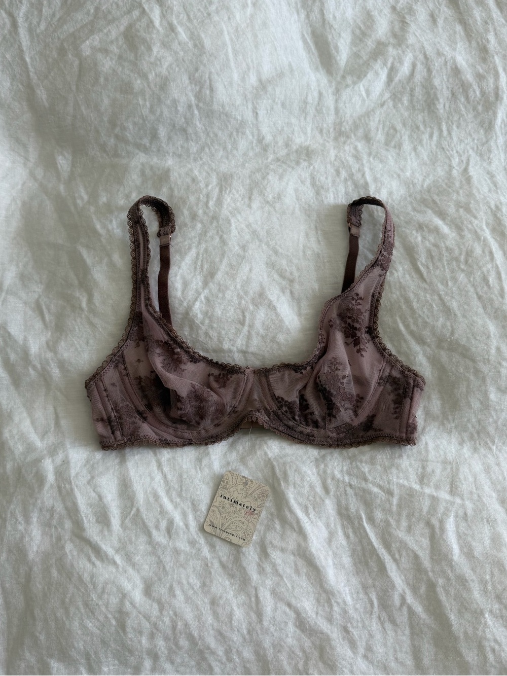 NWT Free People Intimately Brown Floral Lace Bra